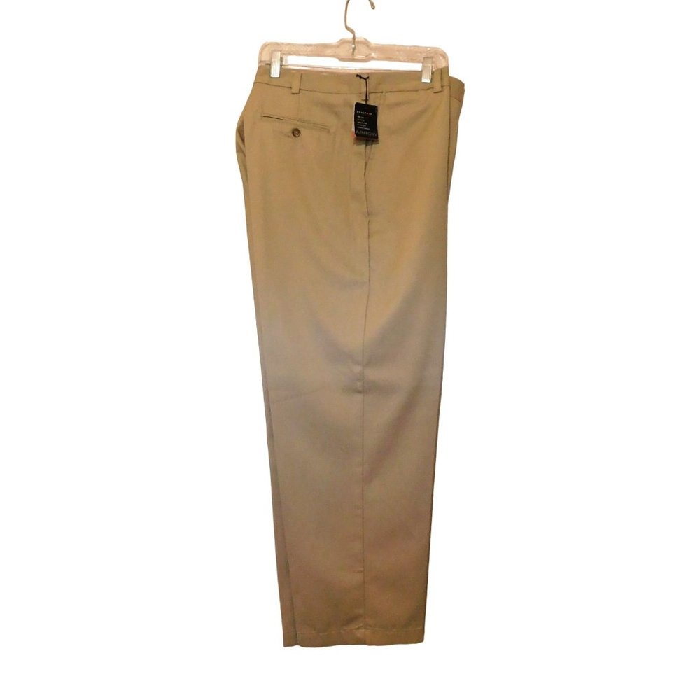 Arrow Pants 42x30 Tan Exact Fit Flat Front Polyester Blend NEW